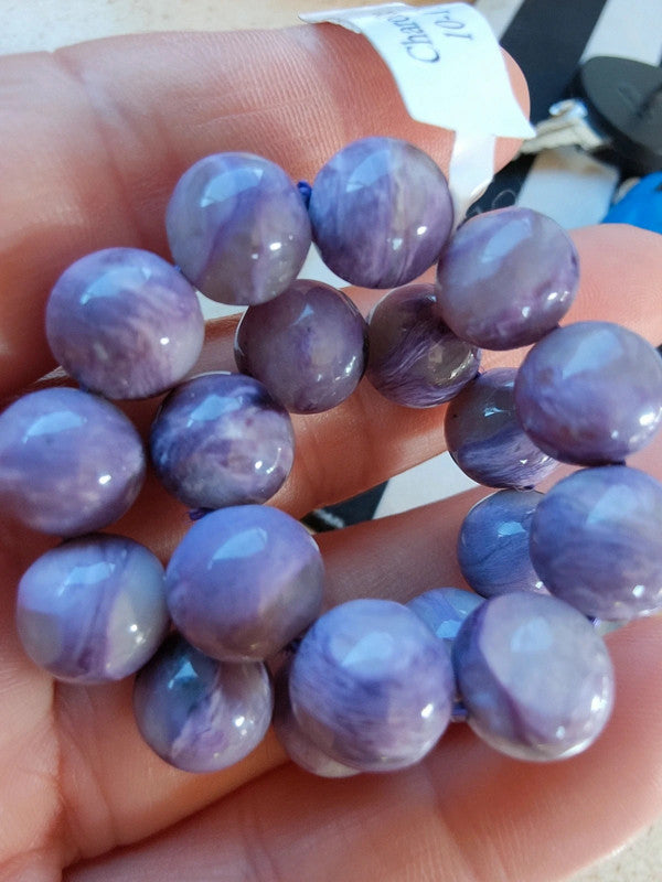 Bracelet en Charoite de Sibérie - perles de 10/11 mm - Qualité AA+