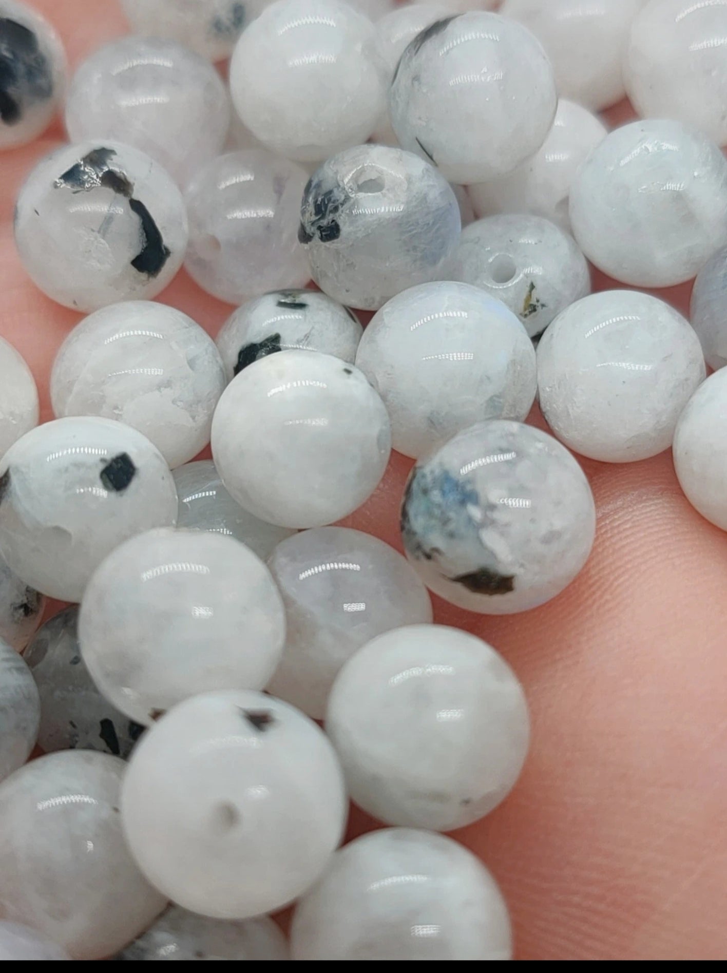 Perle en Labradorite blanche 8 mm - à l'unité