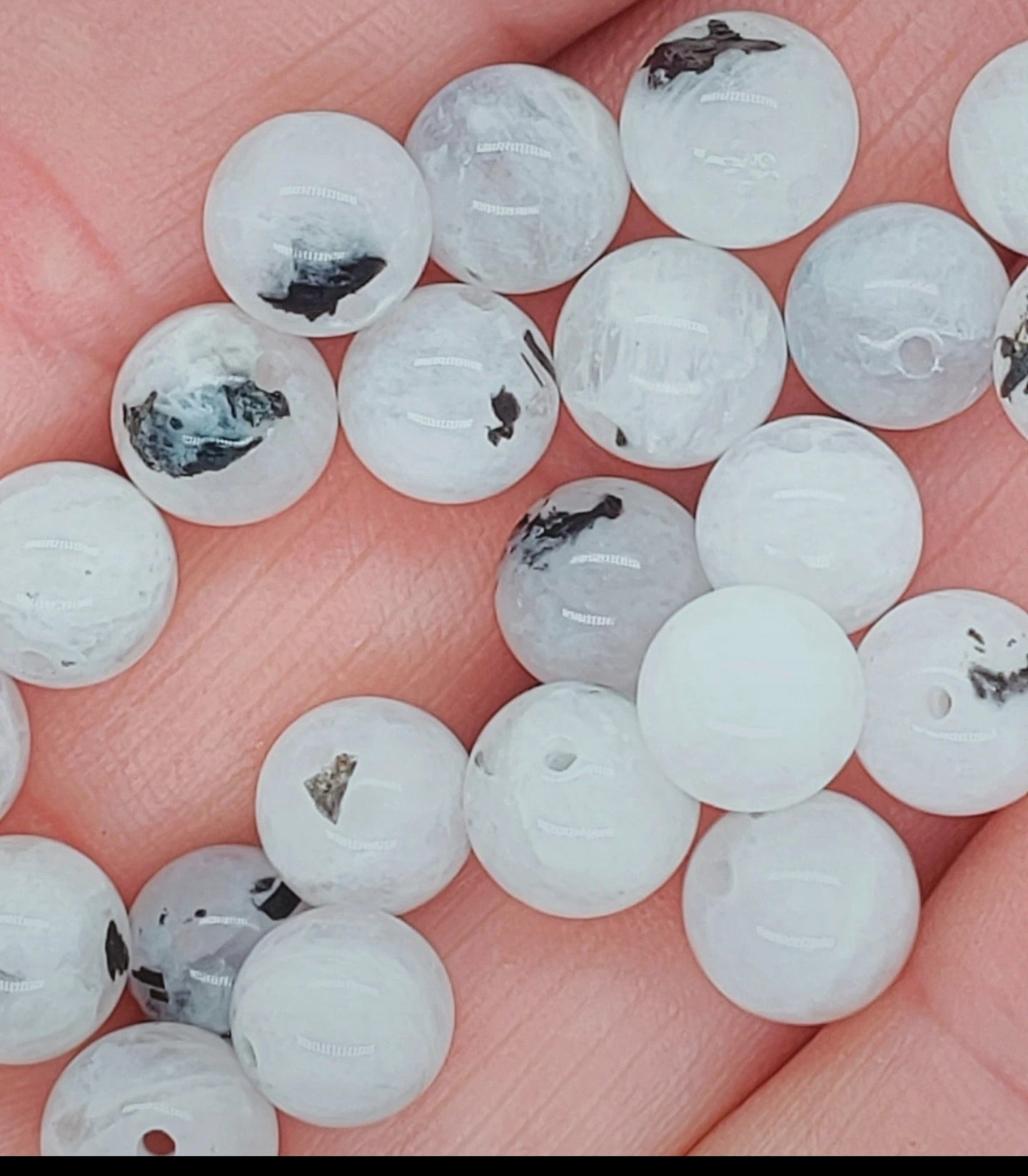 Perle en Labradorite blanche 8 mm - à l'unité