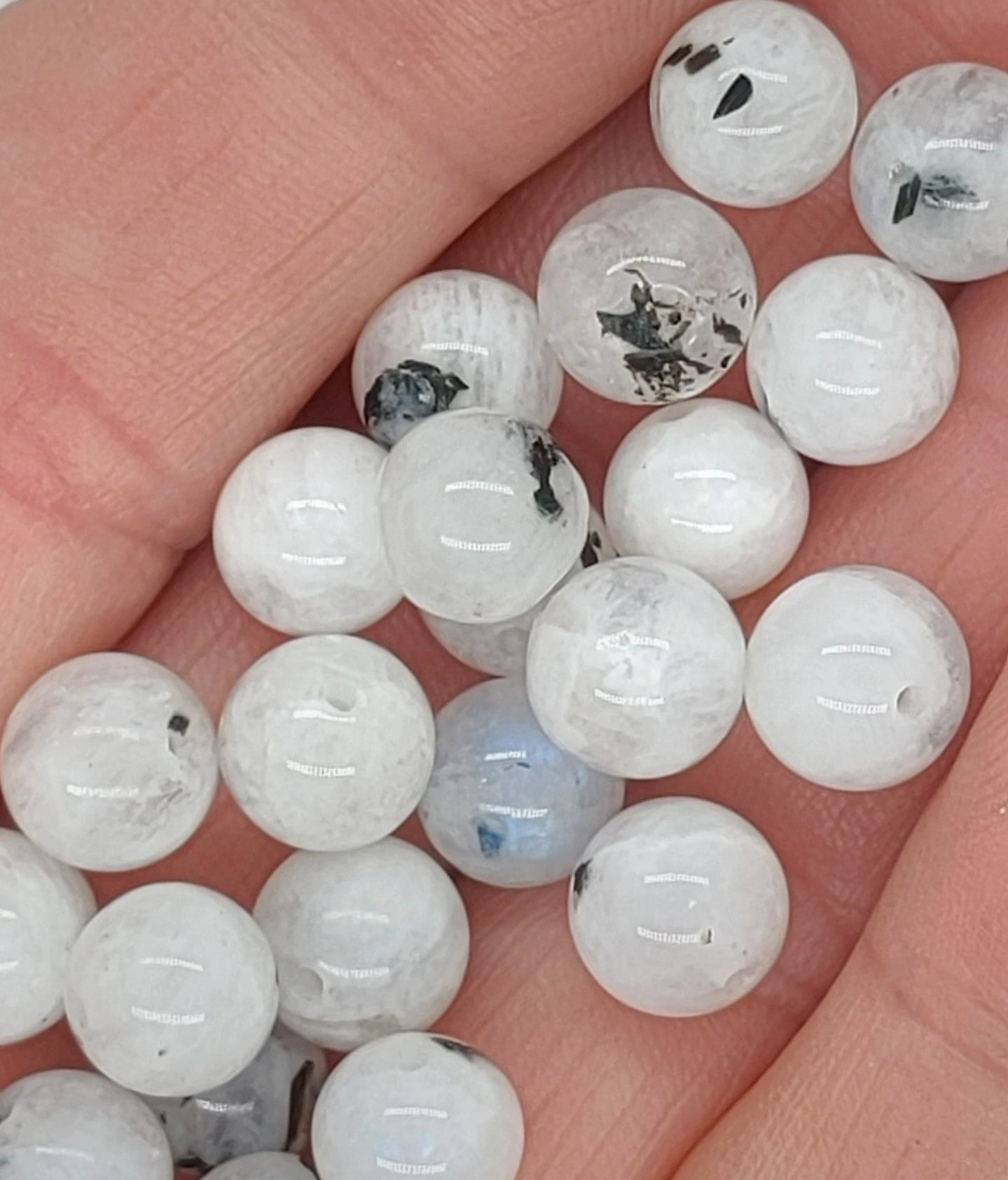Perle en Labradorite blanche 8 mm - à l'unité