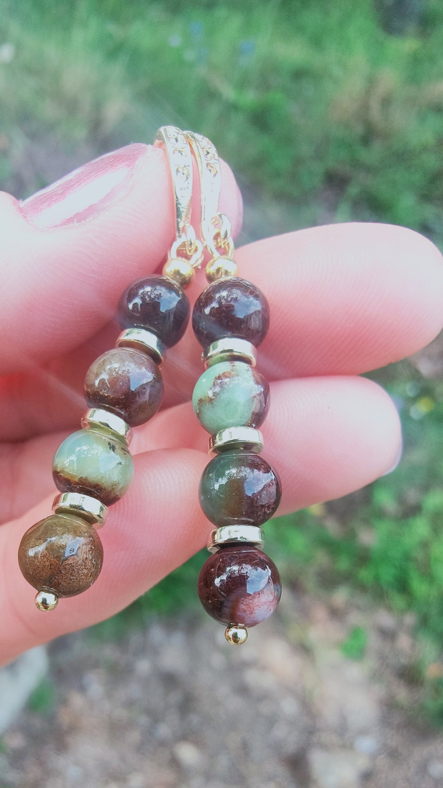 Boucles d'oreille en Chrysoprase
