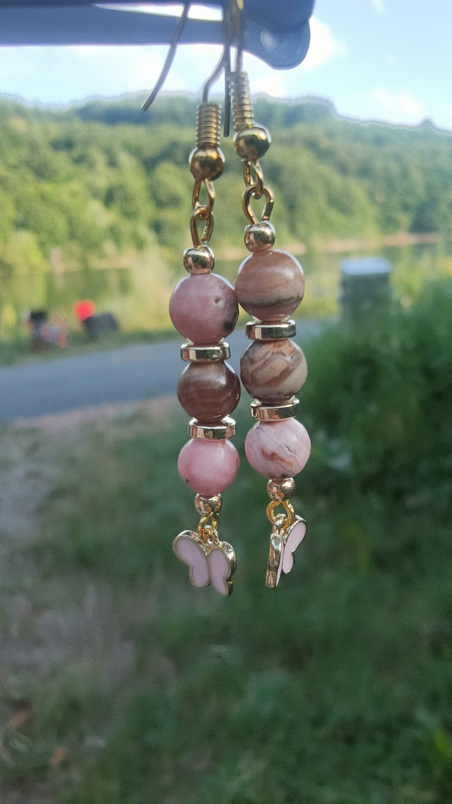Boucles d'oreille en rhodochrosite