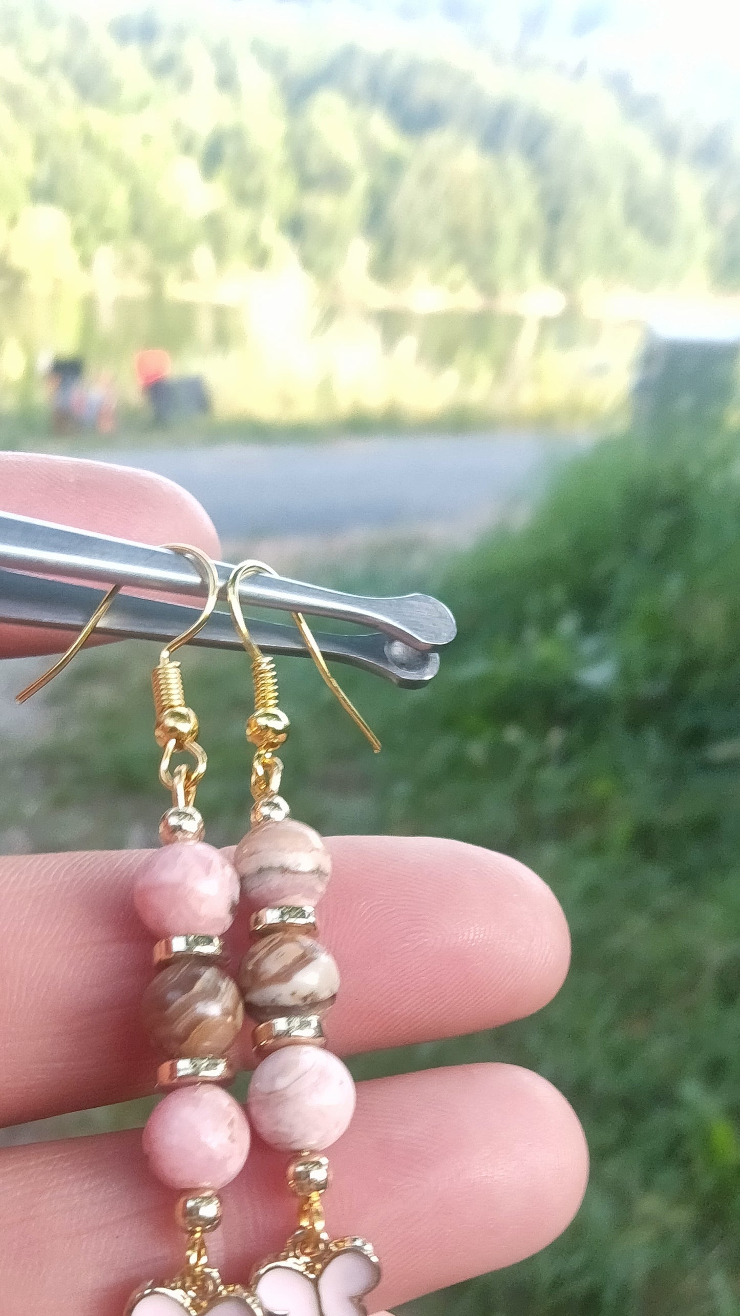 Boucles d'oreille en rhodochrosite