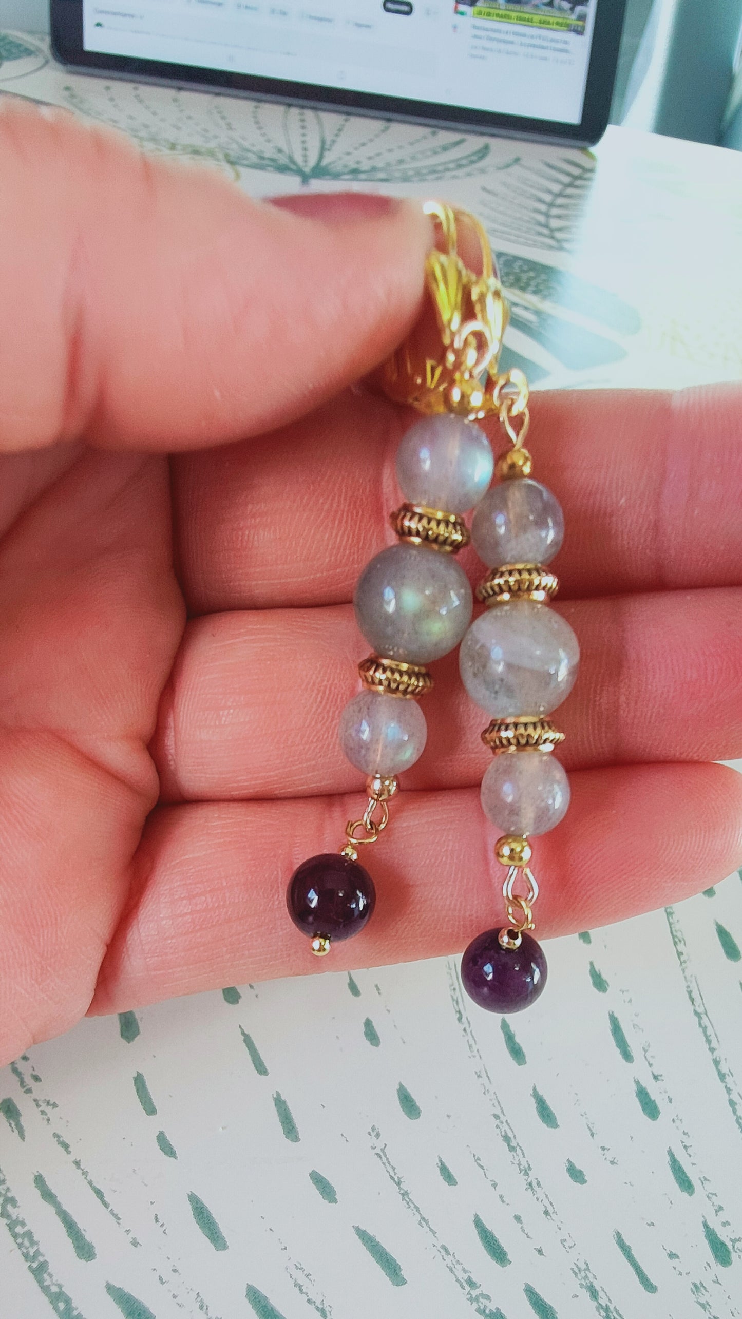 🧙♂️💎Bijoux COLLECTION - Boucles d'oreilles en Labradorite et Amethyste