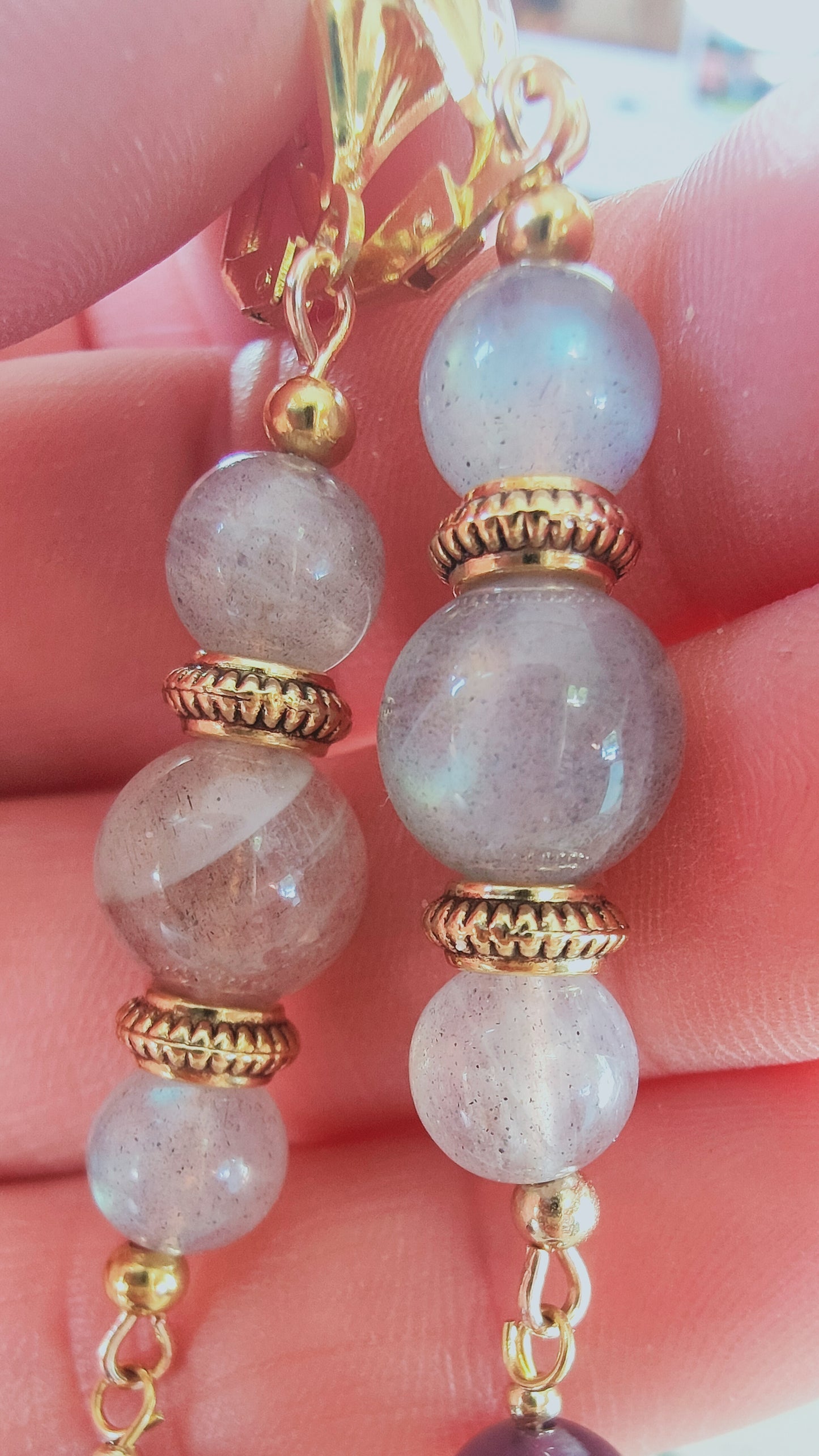 🧙♂️💎Bijoux COLLECTION - Boucles d'oreilles en Labradorite et Amethyste