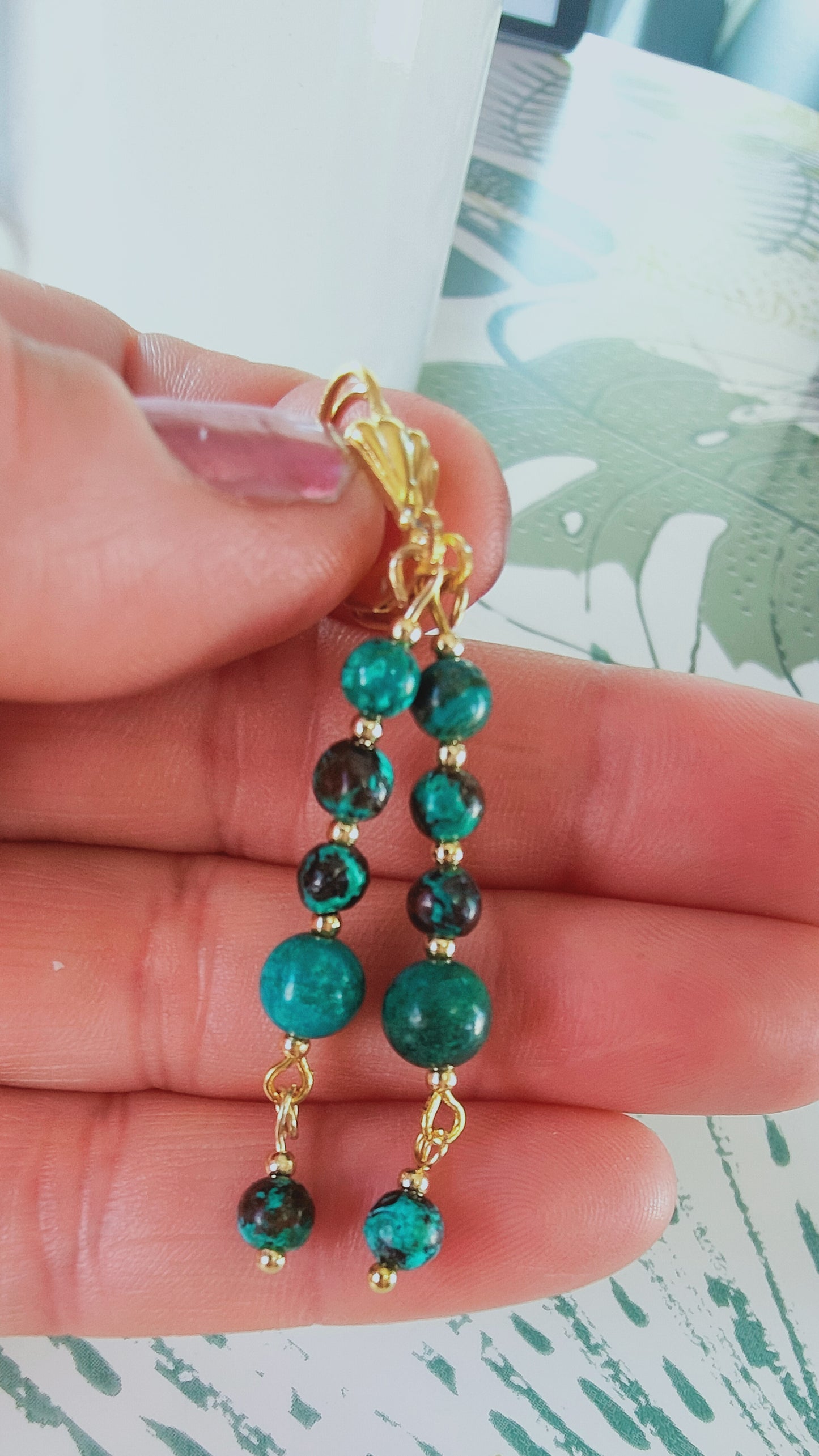 Boucles d'oreille en Chrysocolle du Congo