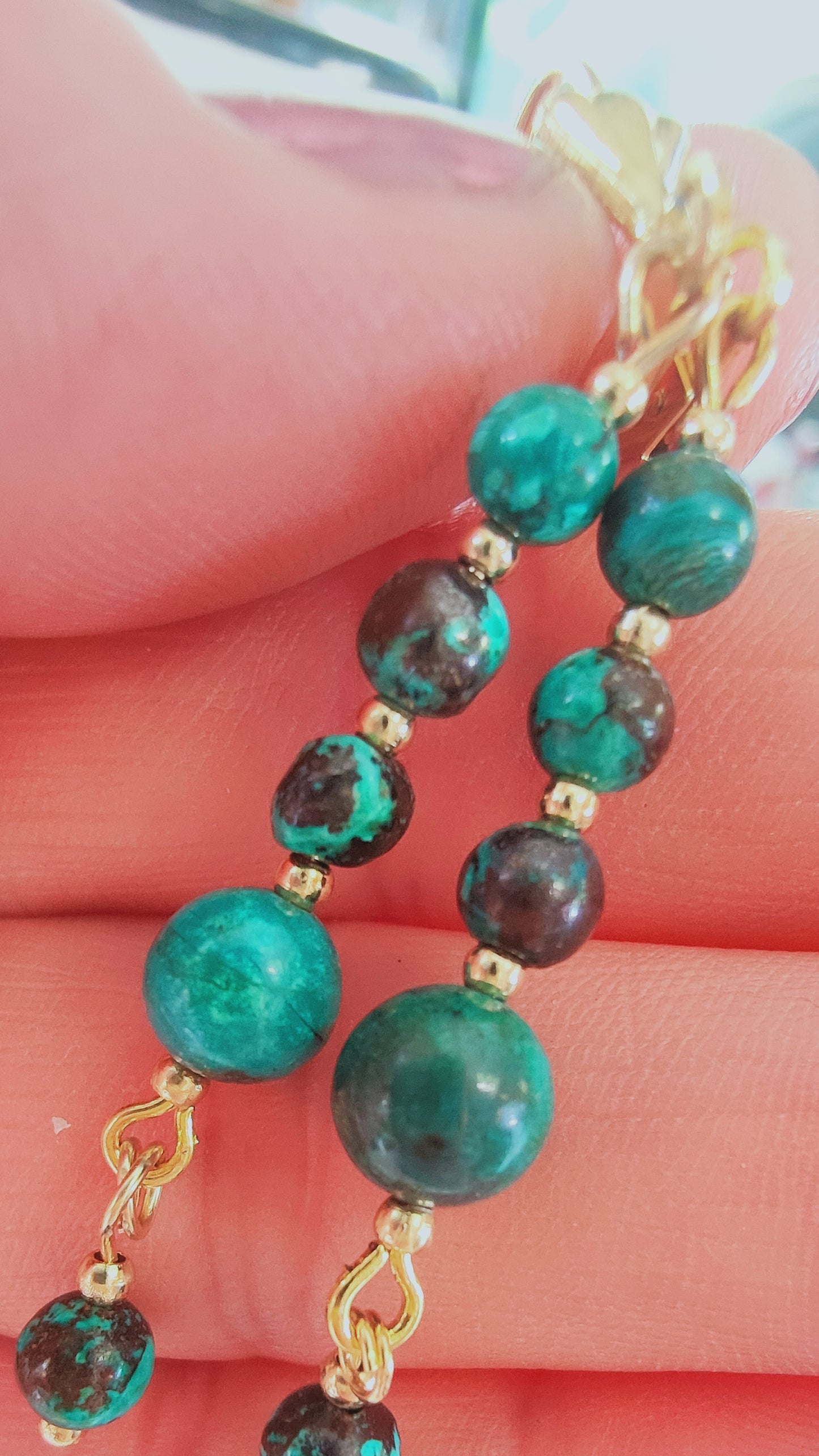 Boucles d'oreille en Chrysocolle du Congo