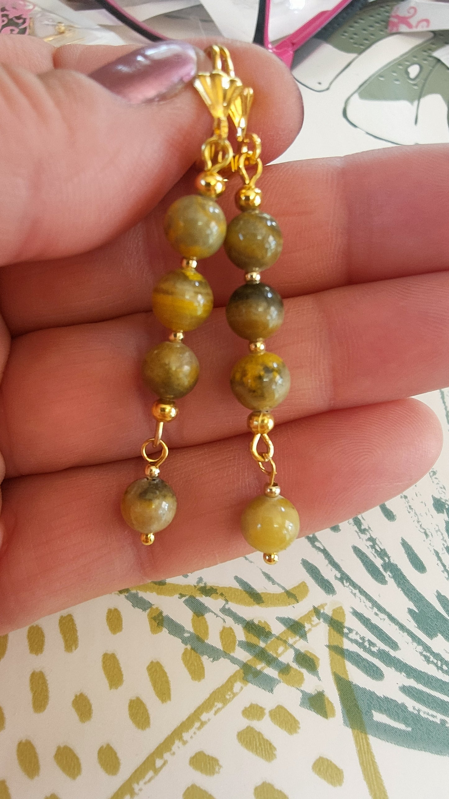 Boucles d'oreille en Jaspe Bumblebee