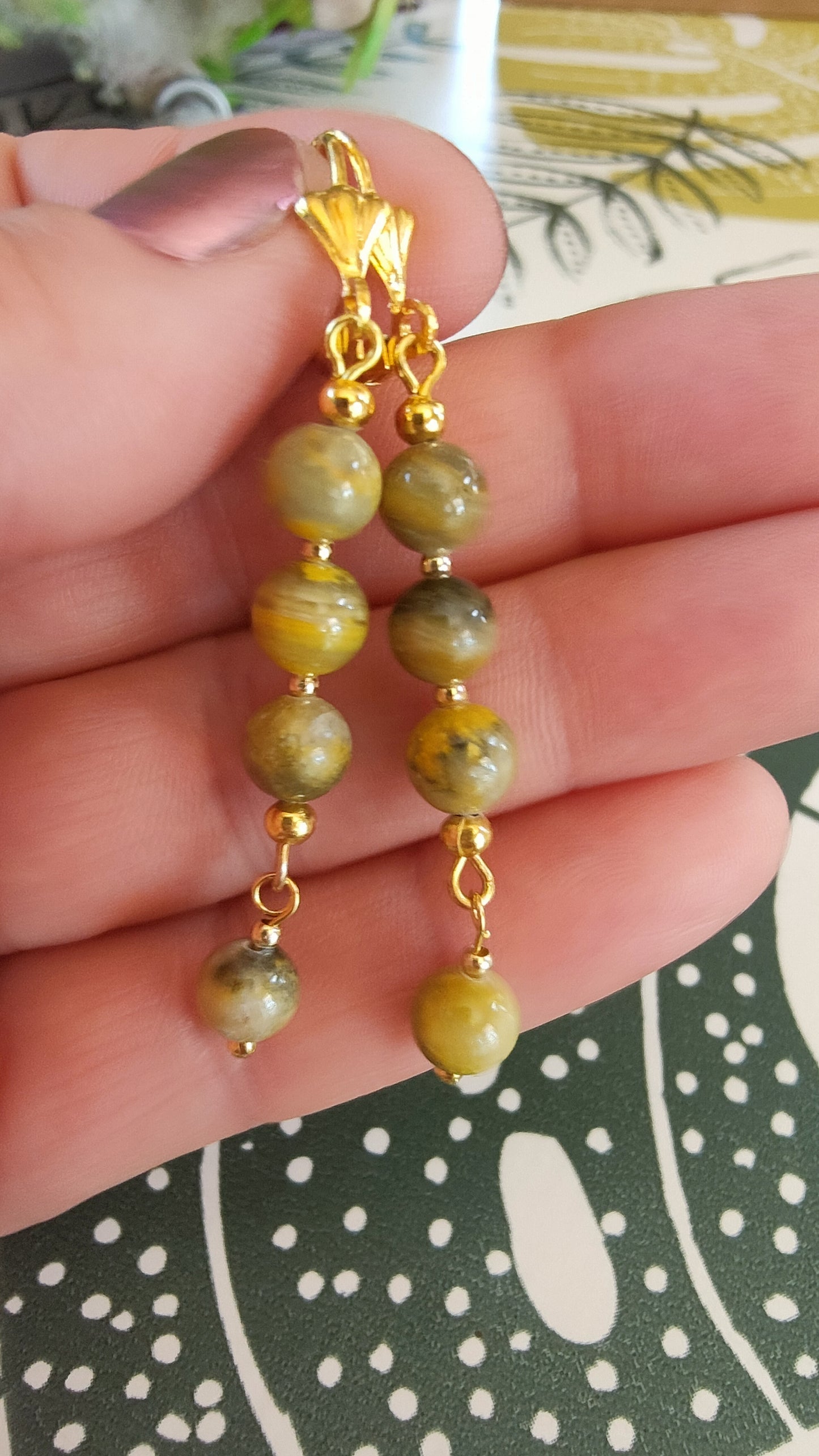Boucles d'oreille en Jaspe Bumblebee