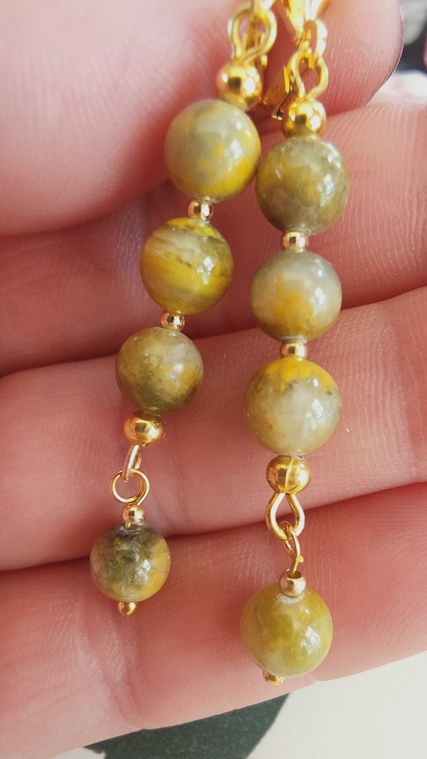 Boucles d'oreille en Jaspe Bumblebee