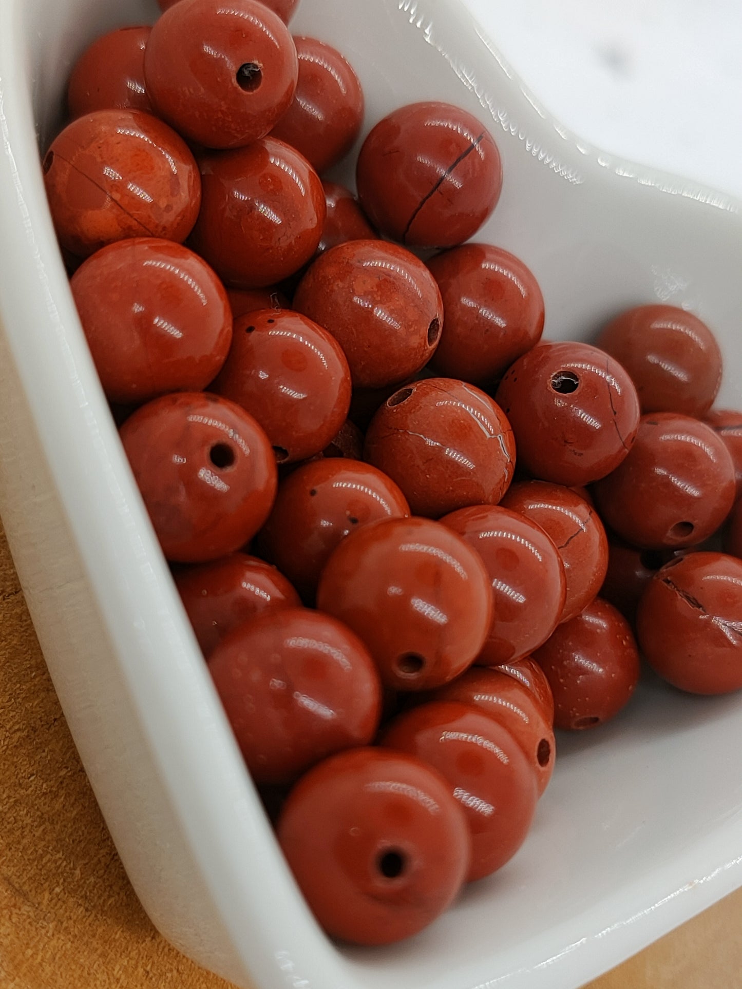 Perle en Jaspe rouge 8 mm - à l'unité