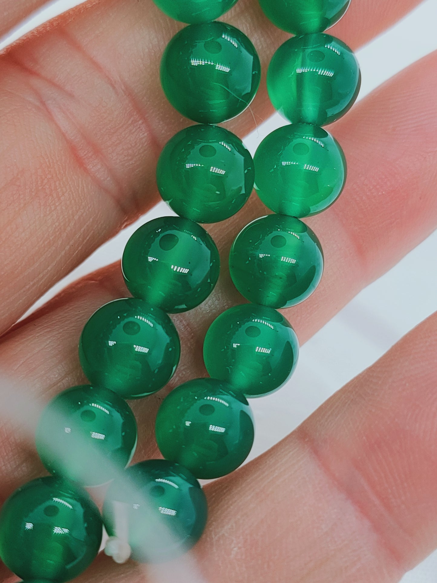 Perle en Onyx vert 8 mm - à l'unité