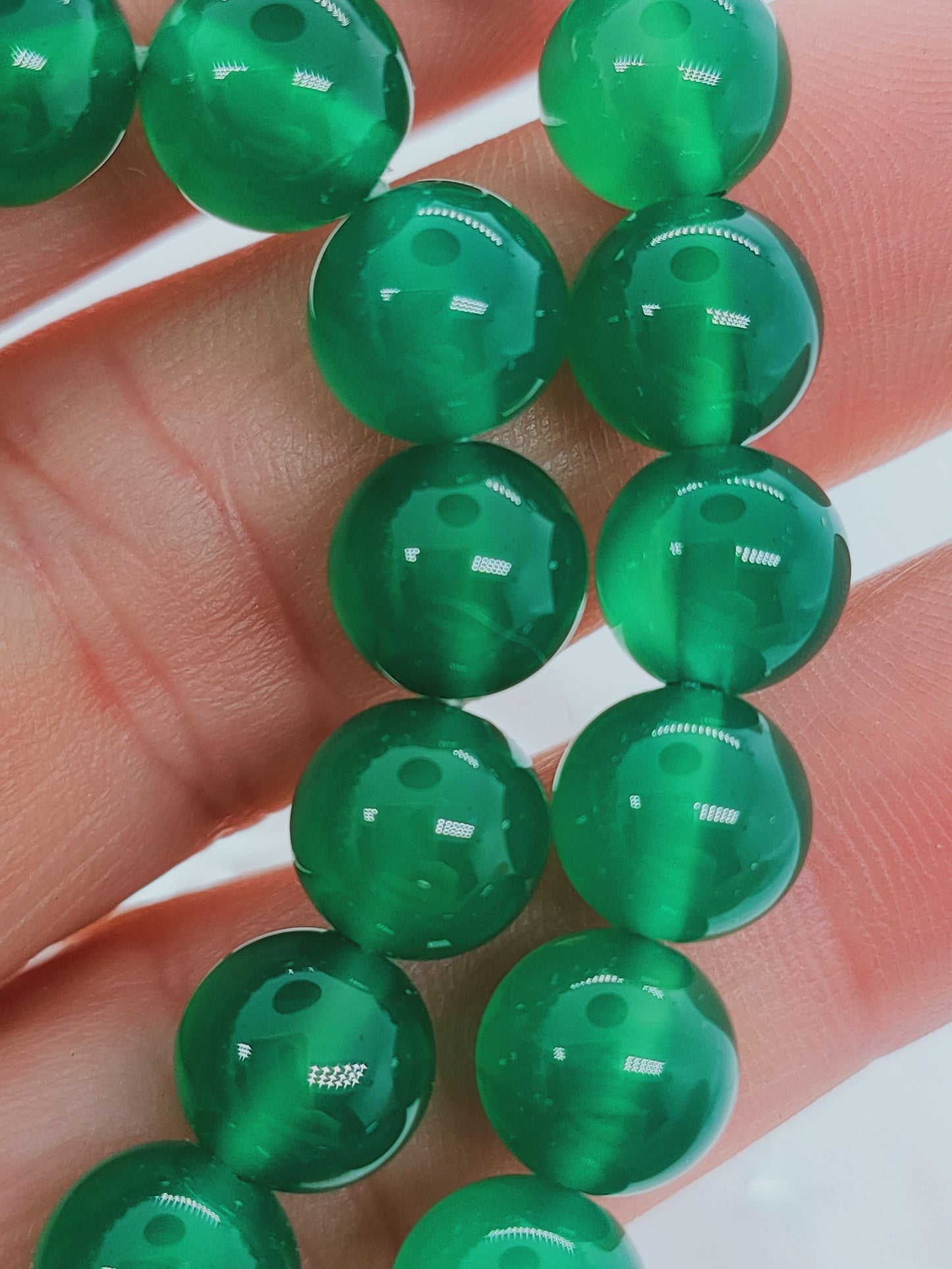 Perle en Onyx vert 8 mm - à l'unité