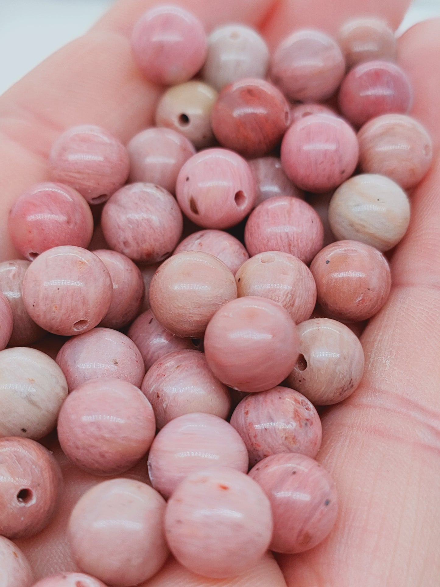 Perle en Rhodonite rose 8 mm - à l'unité
