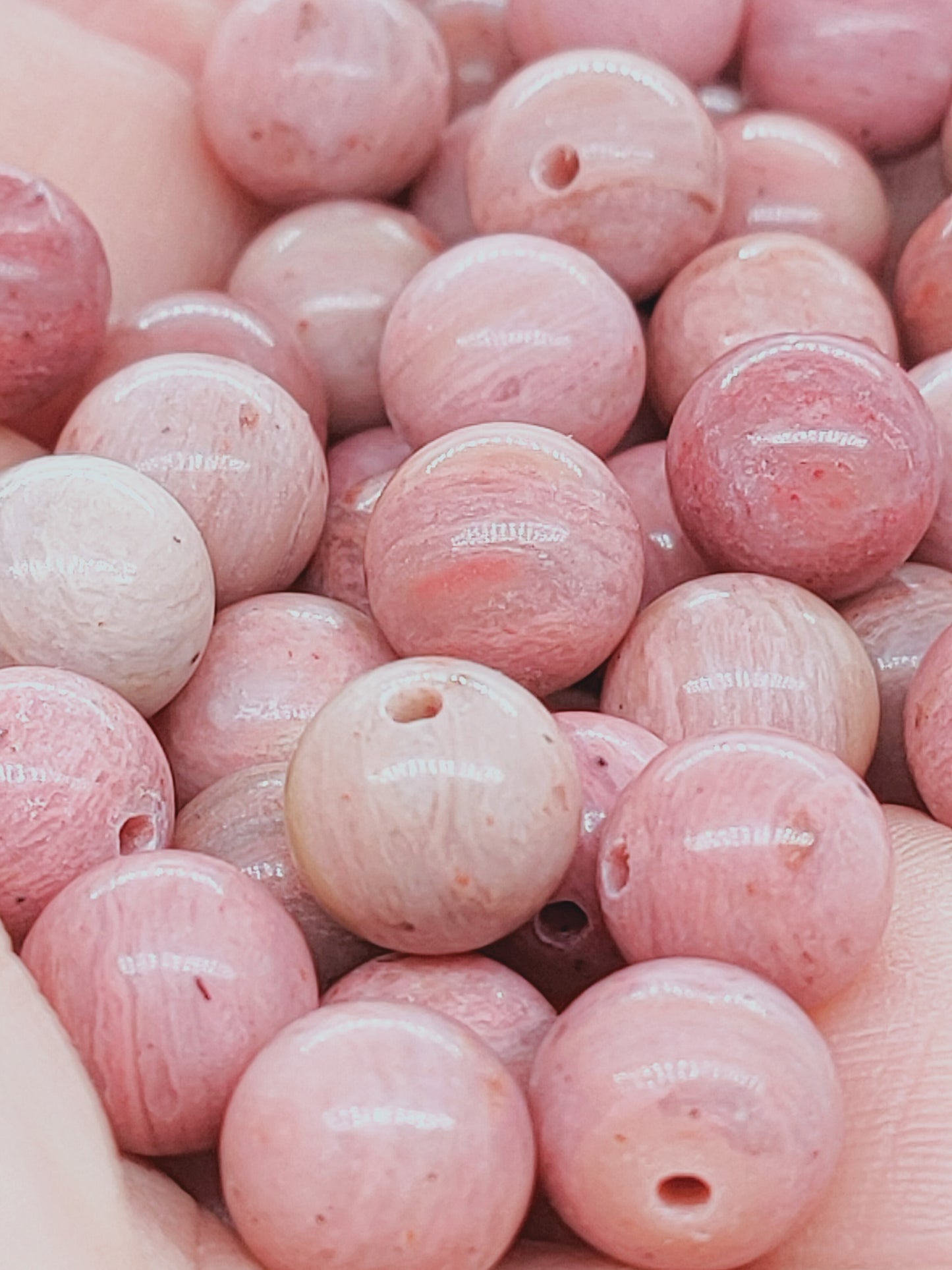 Perle en Rhodonite rose 8 mm - à l'unité
