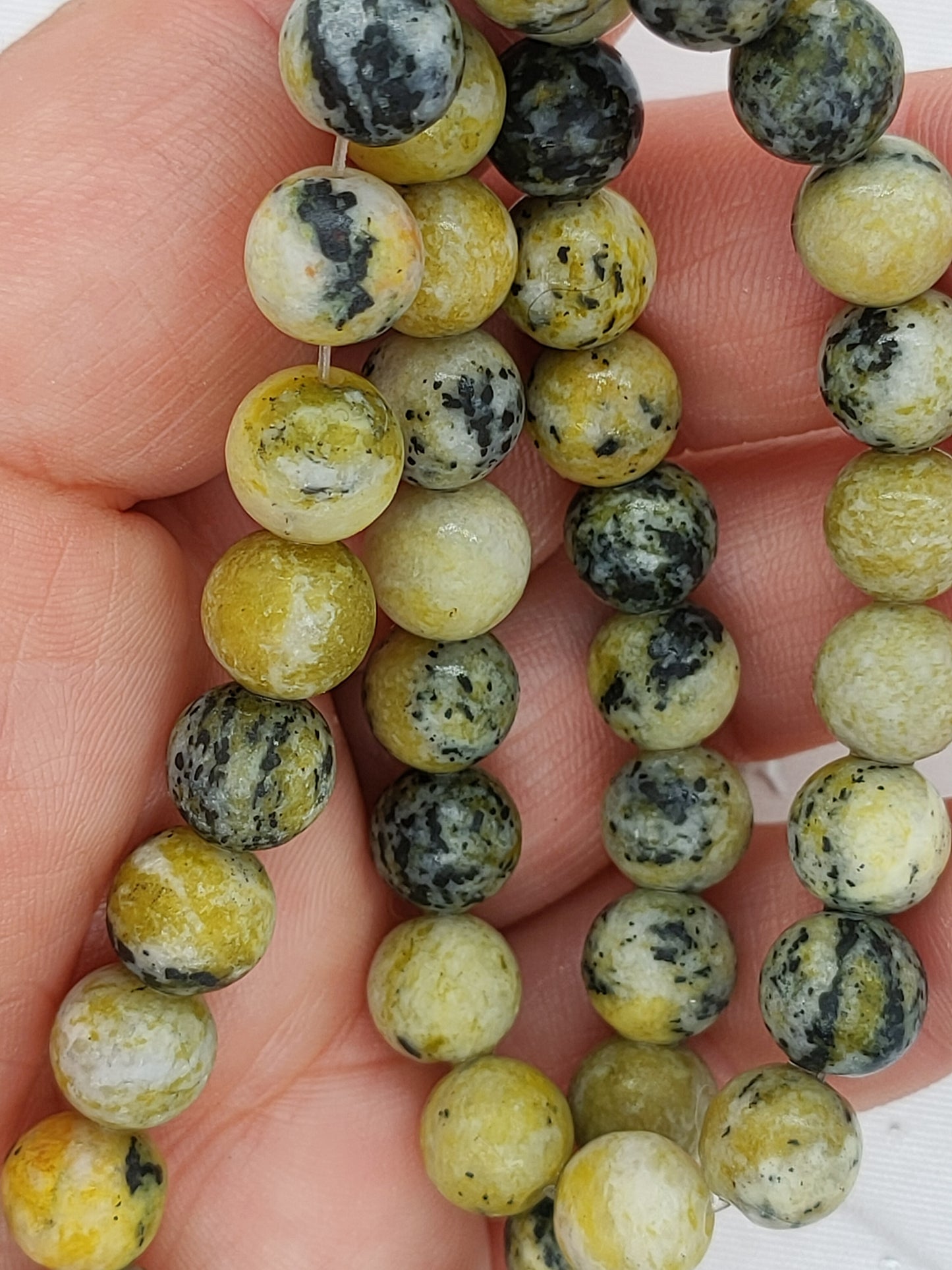 Perle en Chrysoprase citron mat 8 mm - à l'unité