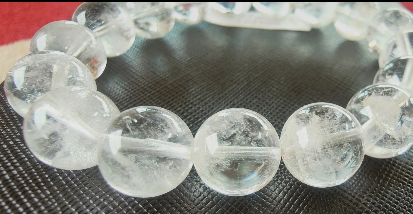 Bracelet en Quartz fantôme - perles de 12/13 mm - Grade AA