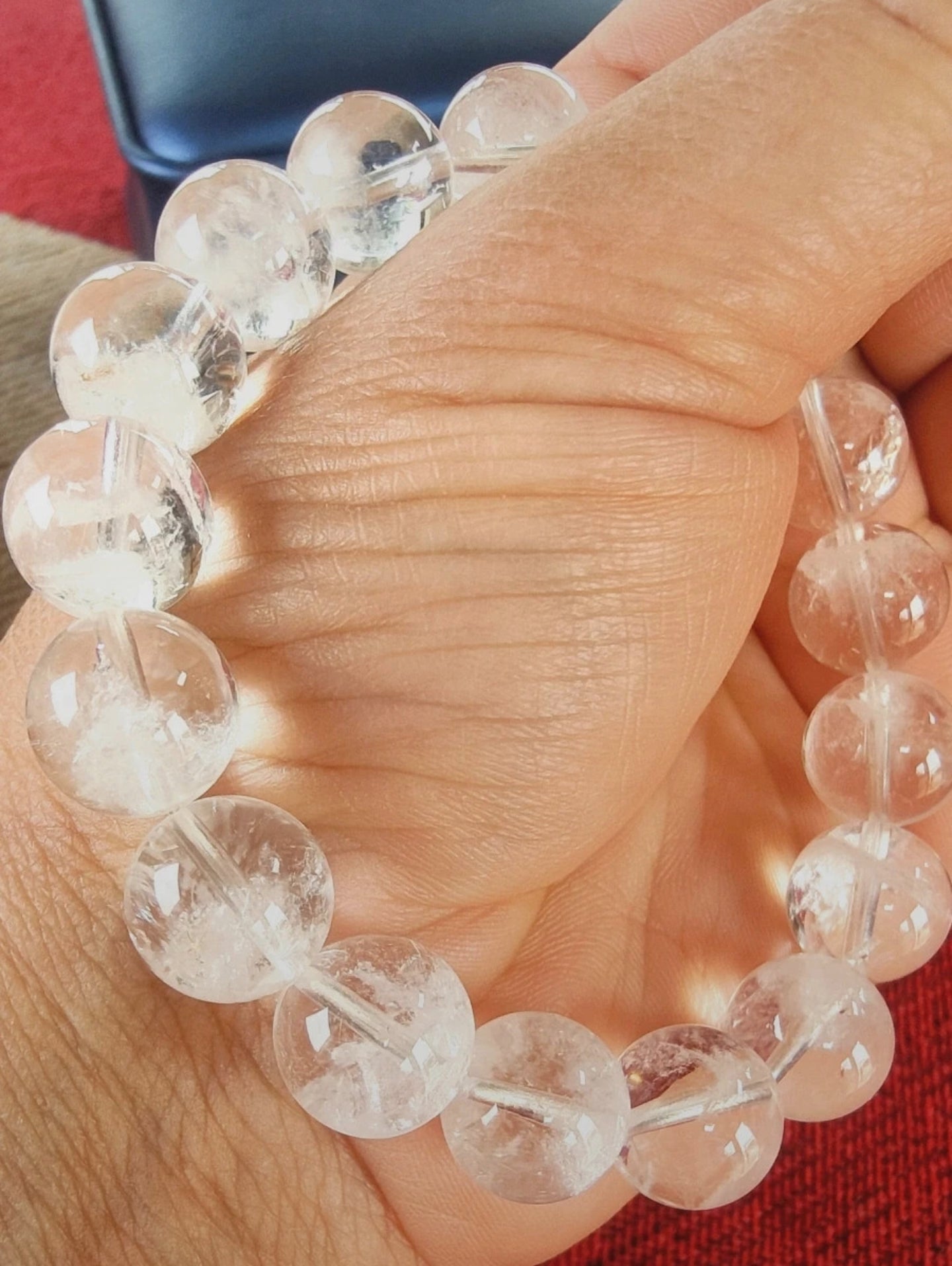 Bracelet en Quartz fantôme - perles de 12/13 mm - Grade AA