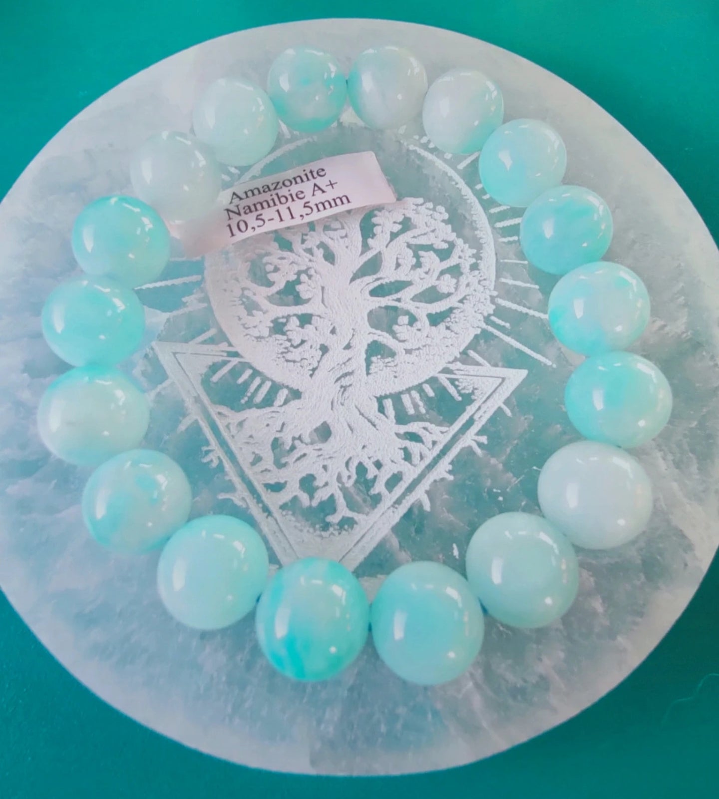 Bracelet en Amazonite de Namibie - perles de 11,5 mm - Qualité A+