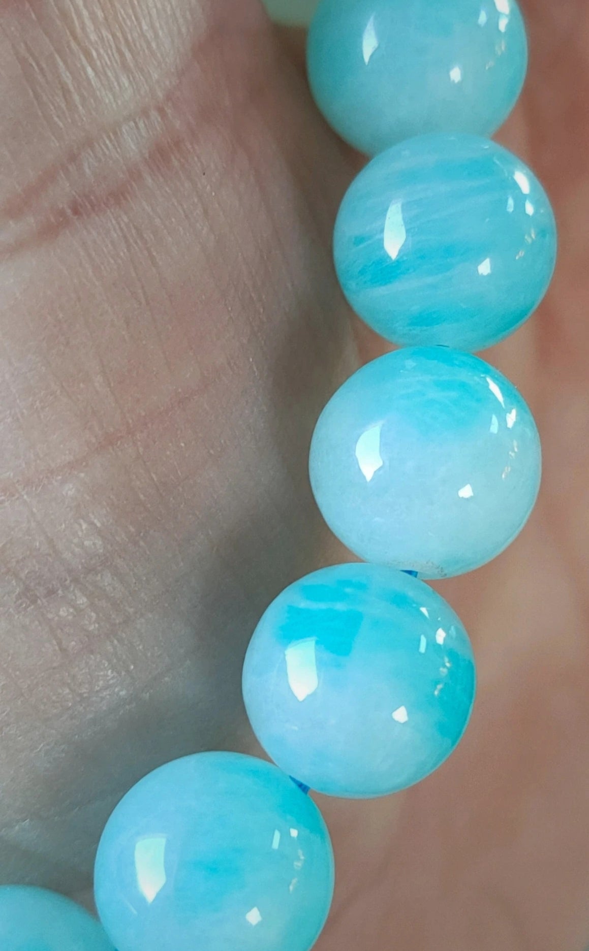 Bracelet en Amazonite de Namibie - perles de 11,5 mm - Qualité A+