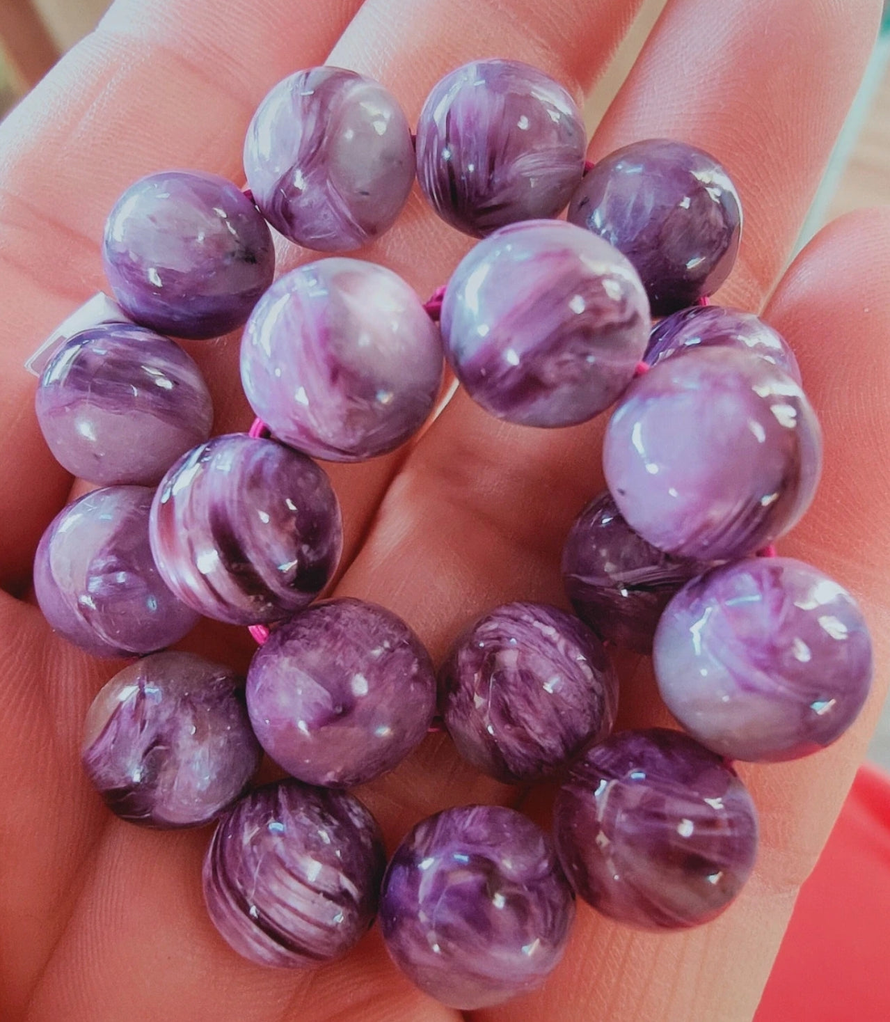 Bracelet en Charoite de Sibérie - perles de 10/11 mm - Qualité AA+