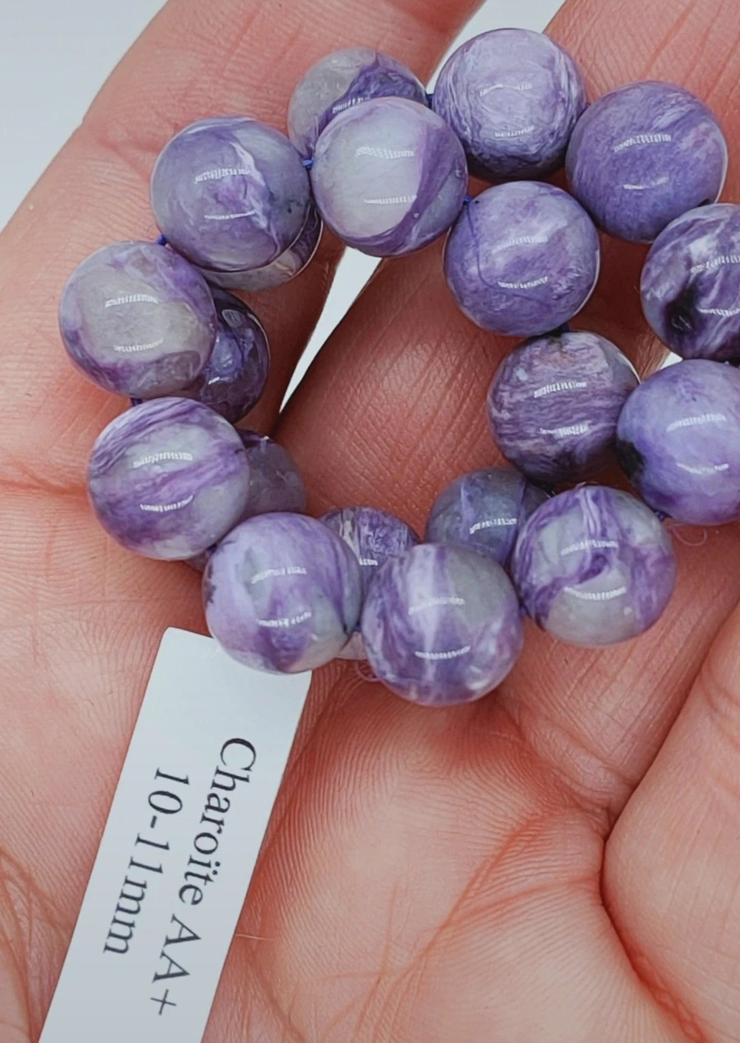 Bracelet en Charoite de Sibérie - perles de 10/11 mm - Qualité AA+