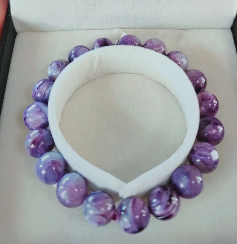 Bracelet en Charoite de Sibérie - perles de 10/11 mm - Qualité AA+
