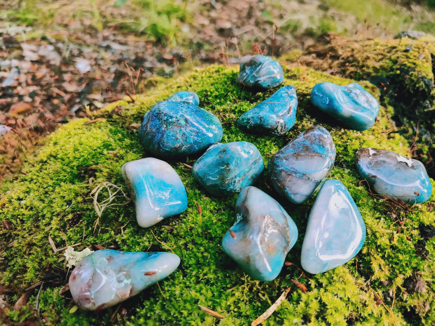Chrysocolle Shattuckite de Namibie - Pierre roulée - Qualité AA - Environ 30 mm