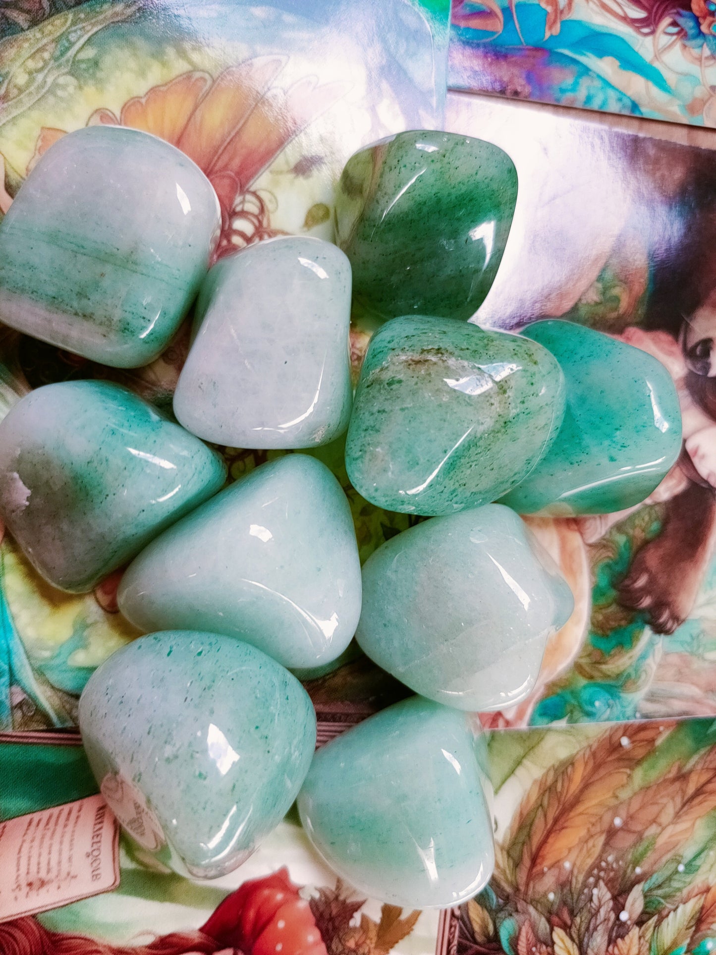 Aventurine verte du Zimbabwe - Pierre roulée - Qualité A+ - Environ 30 mm
