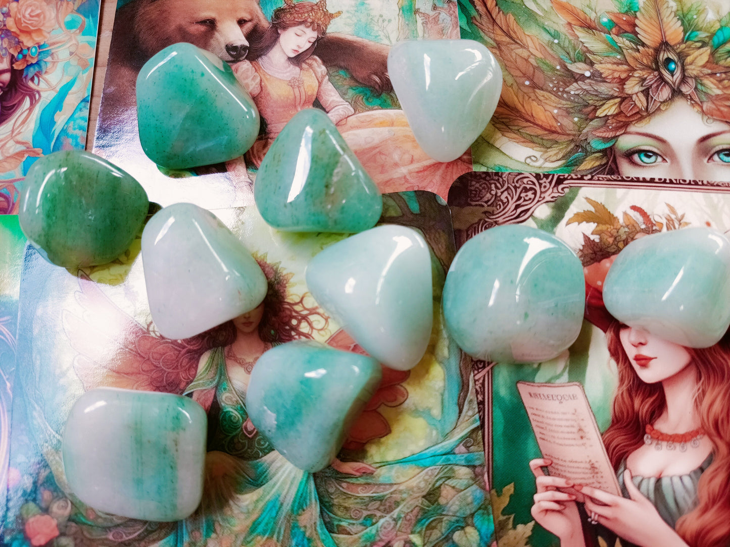 Aventurine verte du Zimbabwe - Pierre roulée - Qualité A+ - Environ 30 mm