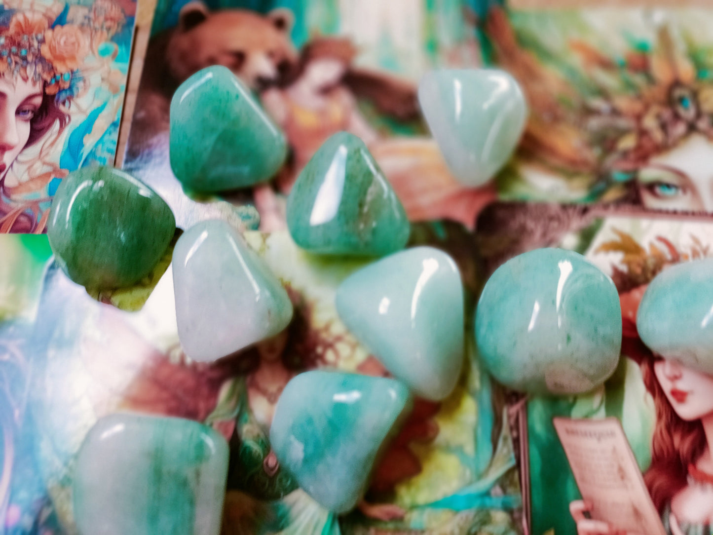 Aventurine verte du Zimbabwe - Pierre roulée - Qualité A+ - Environ 30 mm
