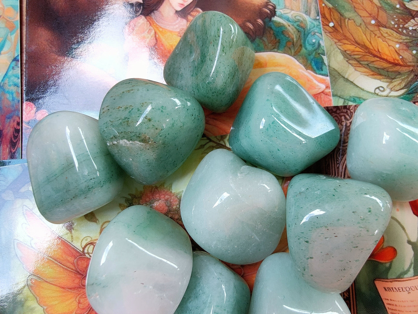 Aventurine verte du Zimbabwe - Pierre roulée - Qualité A+ - Environ 30 mm