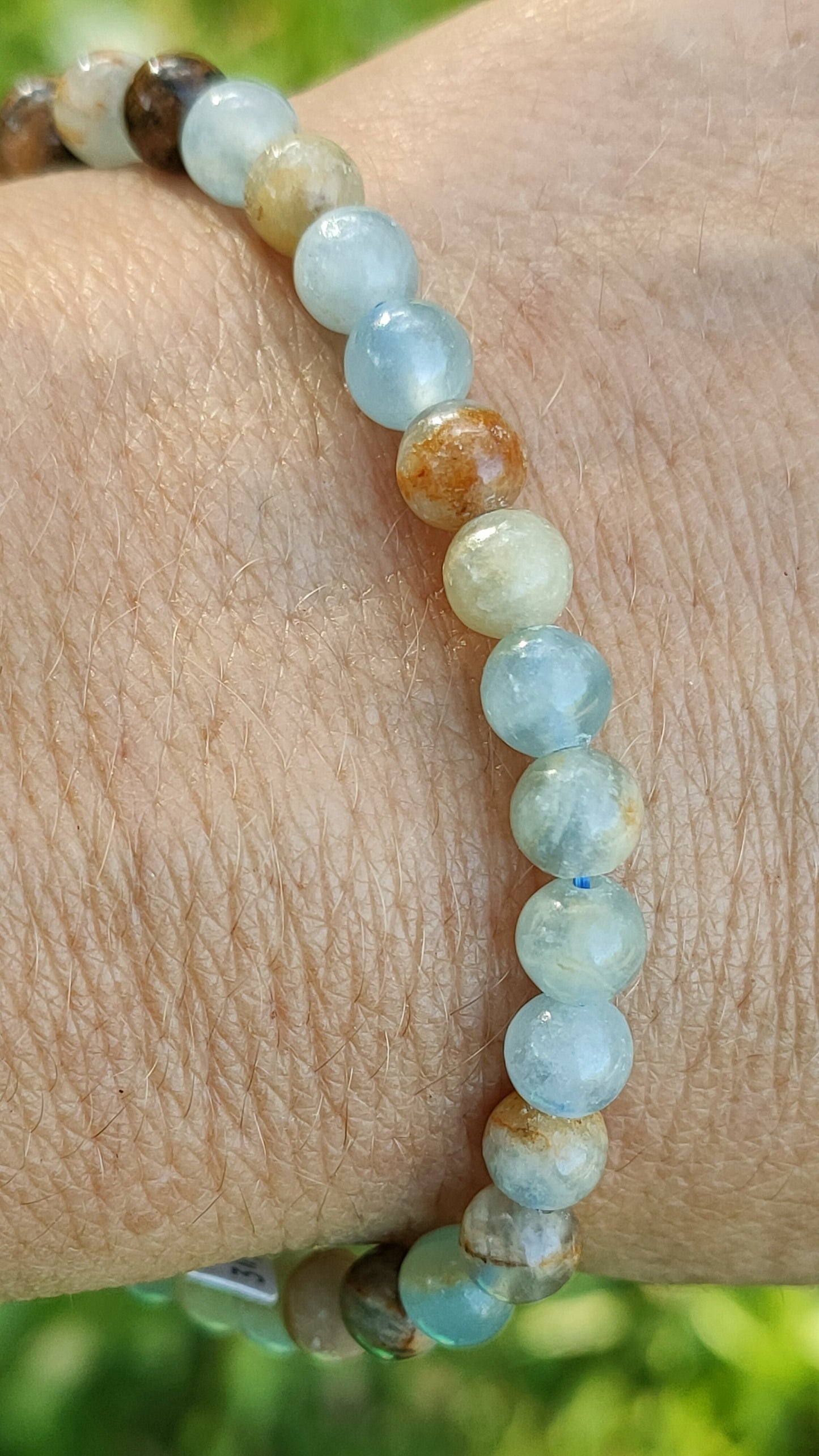 Bracelet en Calcite bleue sur Gangue - perles de 6 mm - qualité 💎💎💎💎💎