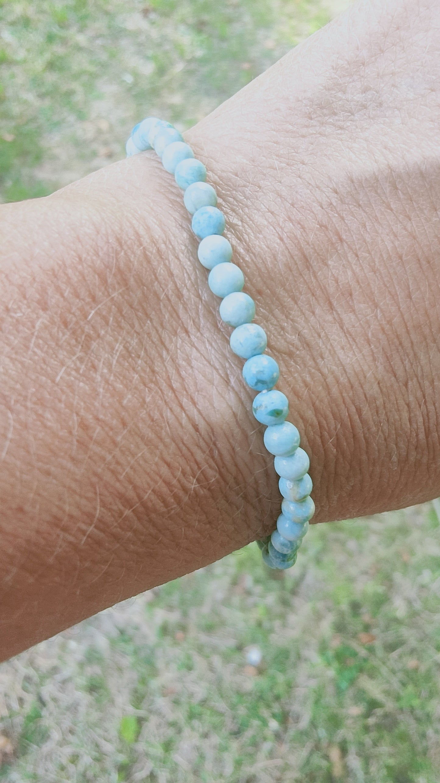 Bracelet en Turquoise du Pérou - perles de 4 mm - qualité A