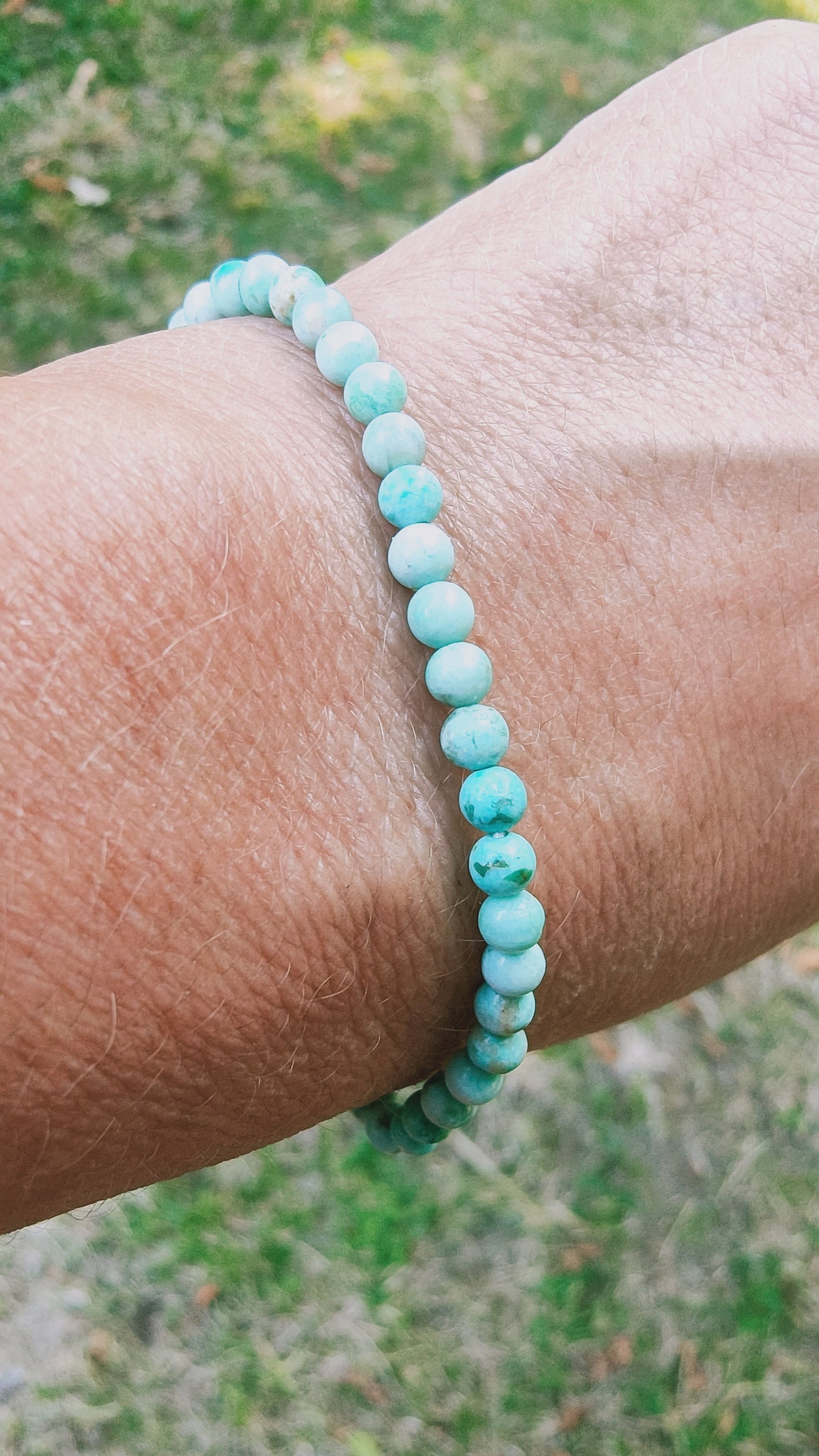 Bracelet en Turquoise du Pérou - perles de 4 mm - qualité A
