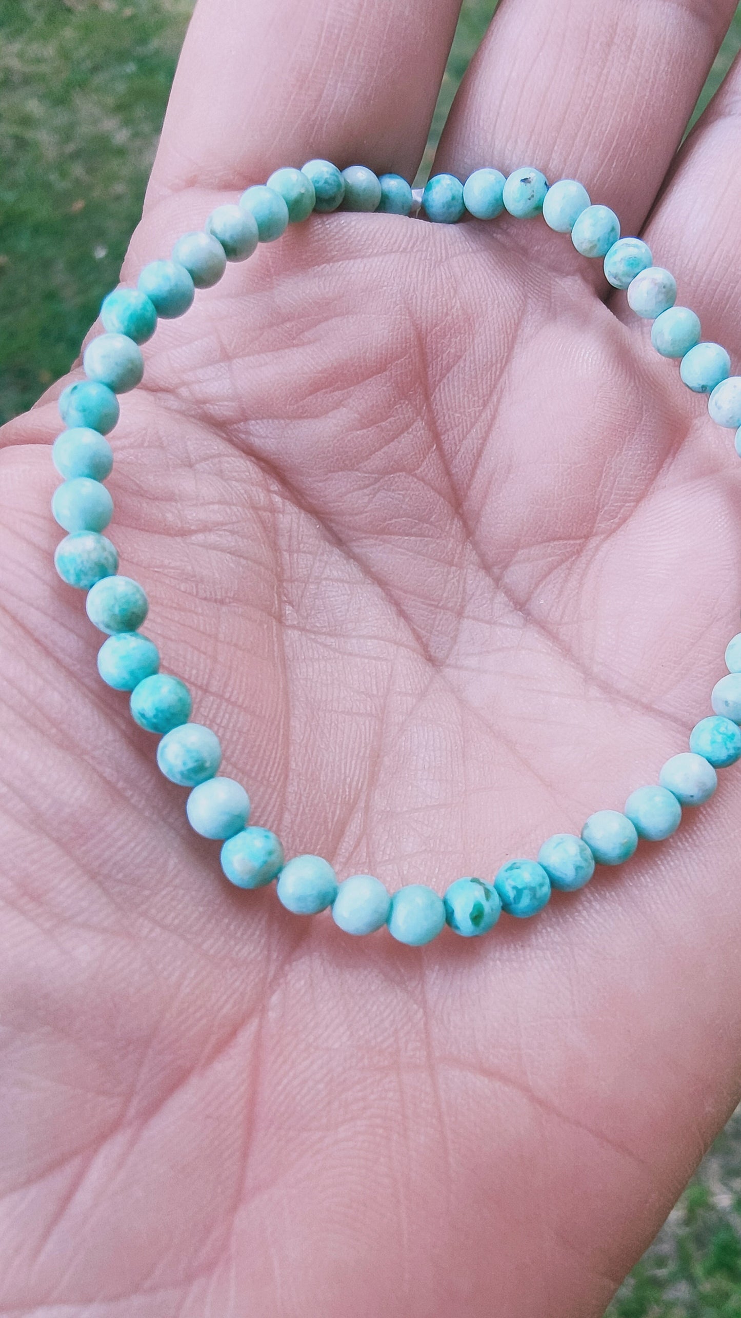 Bracelet en Turquoise du Pérou - perles de 4 mm - qualité A