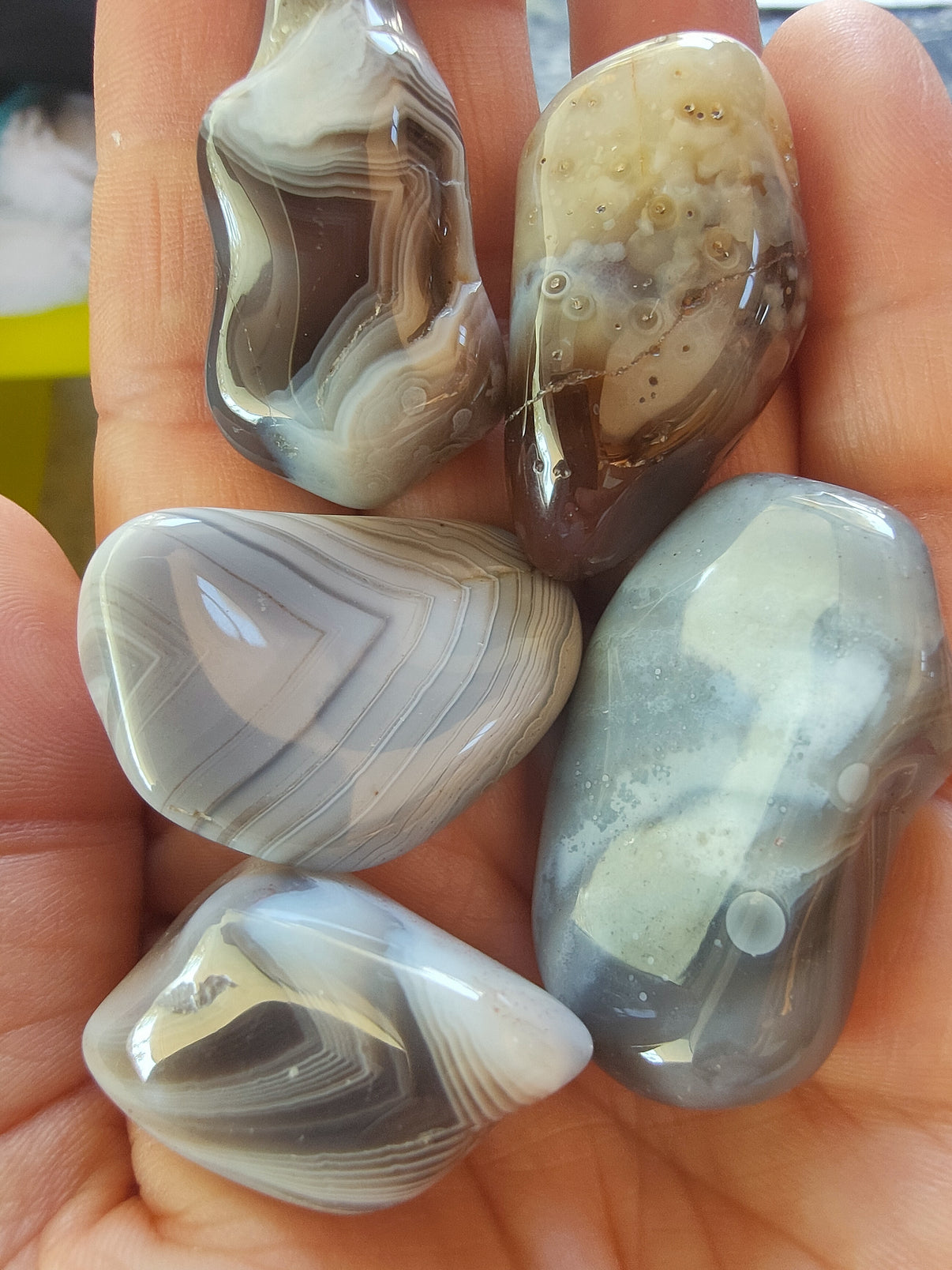 Agate du Botswana - Pierre roulée - Qualité AA - environ 35 mm