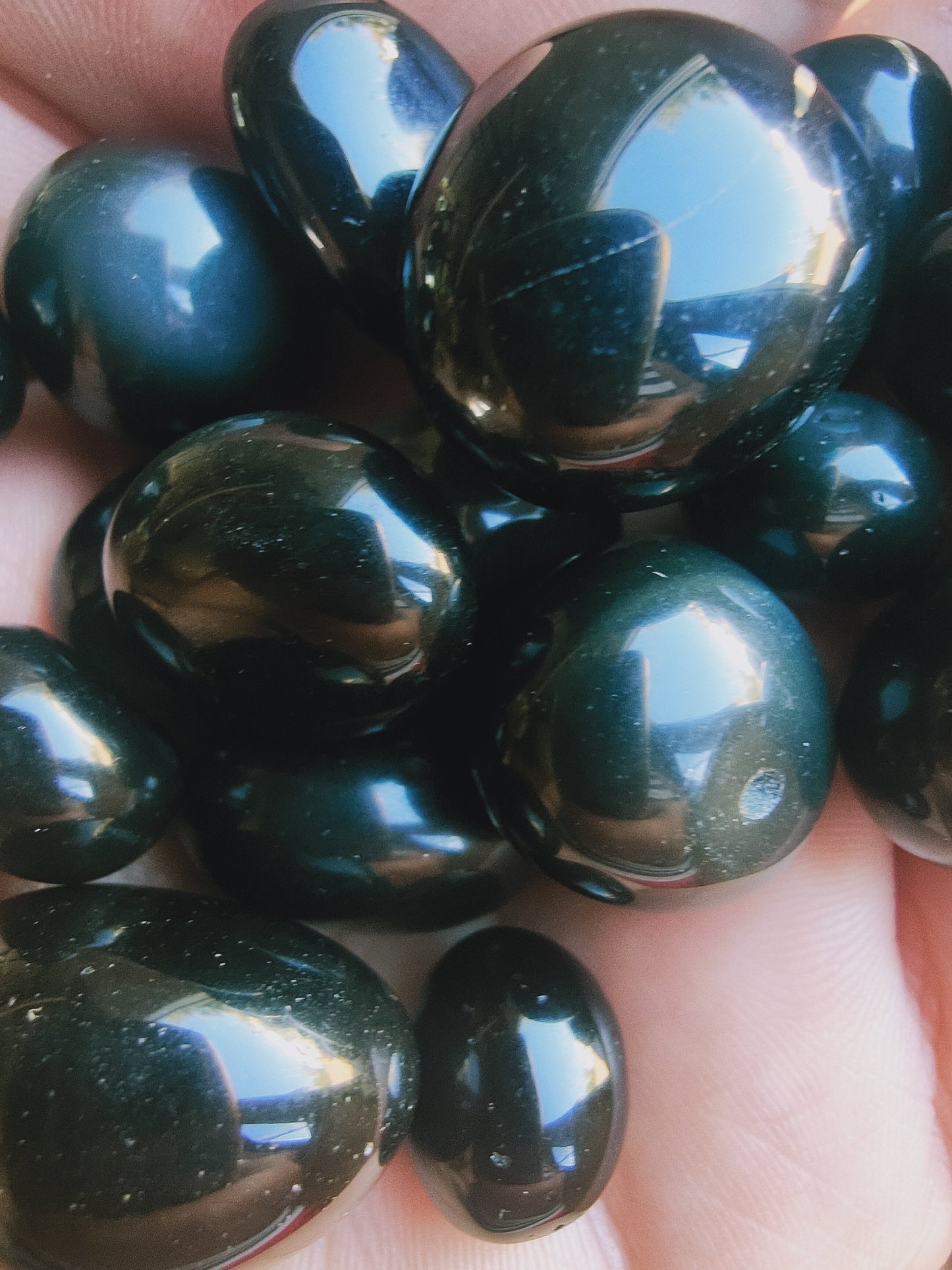 Obsidienne oeil céleste du Mexique - Pierre roulée - Qualité AA - Environ 15/20 mm
