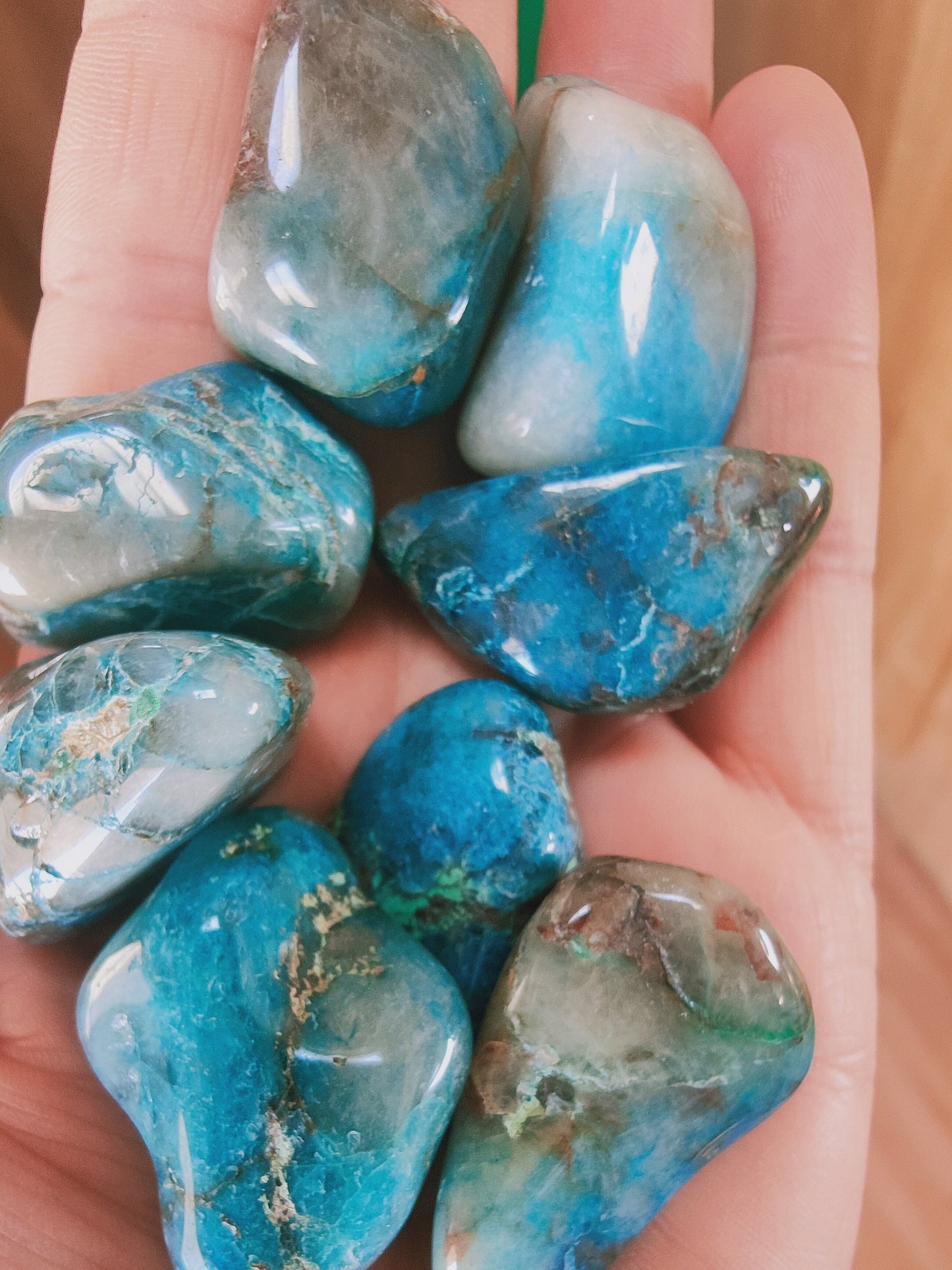 Chrysocolle Shattuckite de Namibie - Pierre roulée - Qualité AA - Environ 30 mm