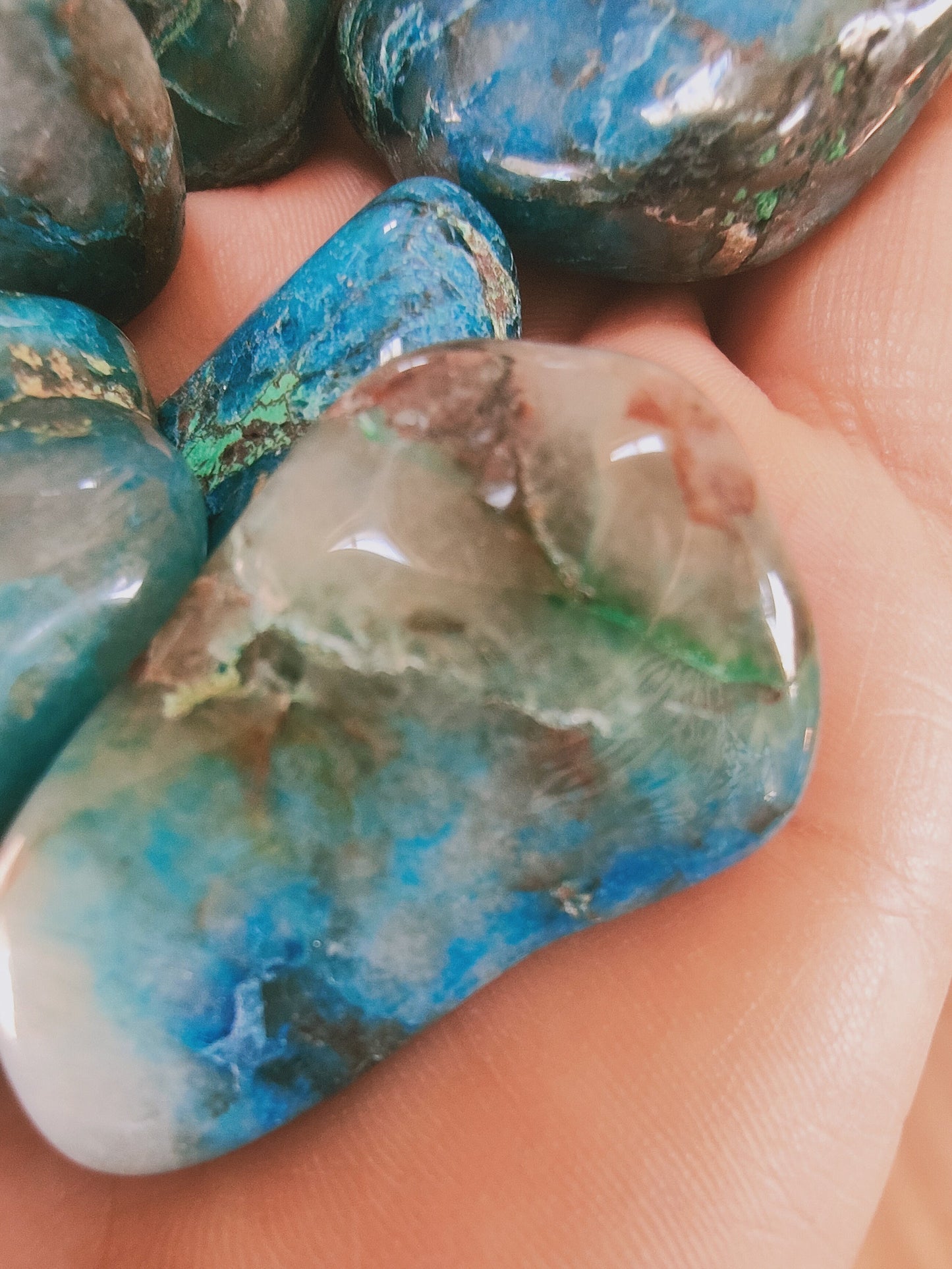 Chrysocolle Shattuckite de Namibie - Pierre roulée - Qualité AA - Environ 30 mm