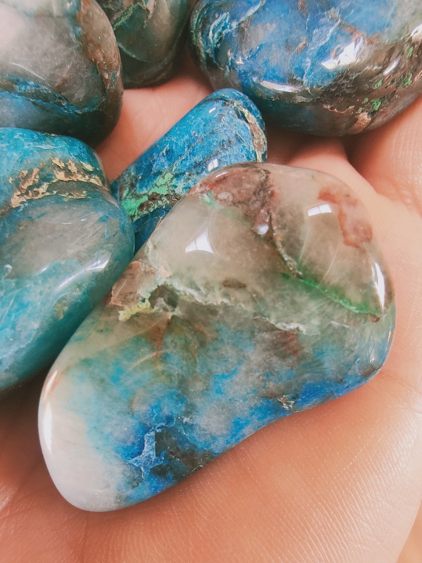 Chrysocolle Shattuckite de Namibie - Pierre roulée - Qualité AA - Environ 30 mm