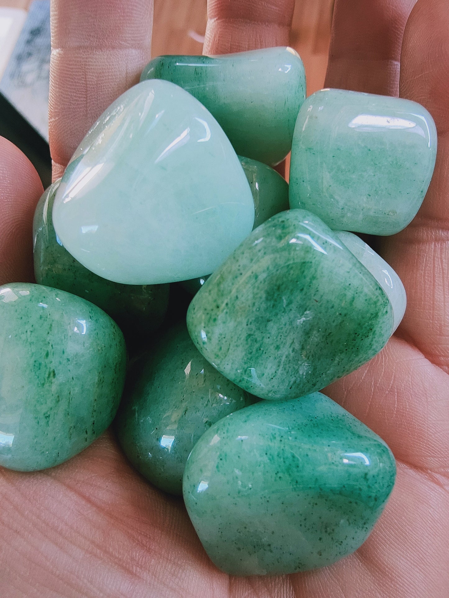 Aventurine verte du Zimbabwe - Pierre roulée - Qualité A+ - Environ 30 mm