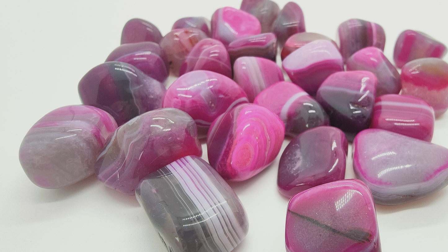 Agate Rose Teintée - Pierre roulée - Qualité A - Taille au choix