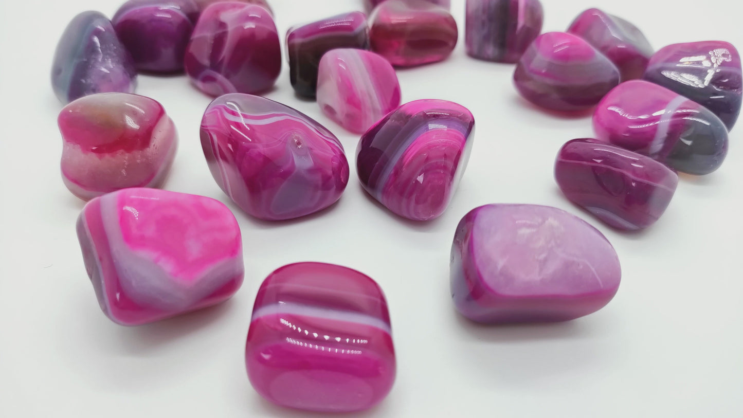 Agate Rose Teintée - Pierre roulée - Qualité A - Taille au choix