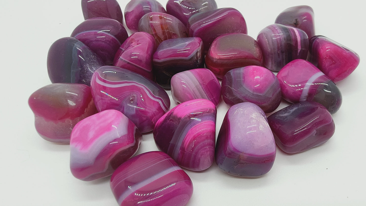 Agate Rose Teintée - Pierre roulée - Qualité A - Taille au choix