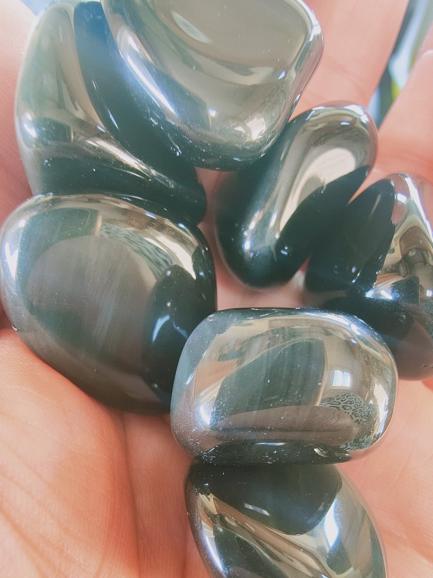 Obsidienne oeil céleste du Mexique - Pierre roulée - Qualité AA - Environ 30 mm