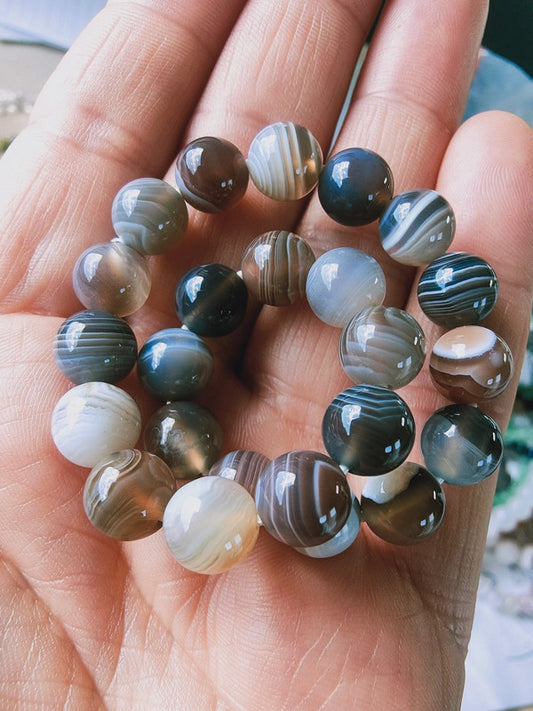 Bracelet en Agate du Botswana 8 mm AA