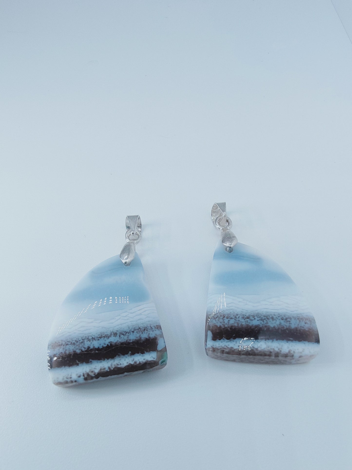 Bijoux de couple en Opale Owhyhee - 2 pendentifs "Voile"