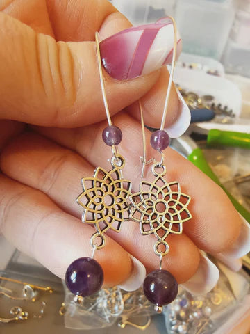 Boucles d'oreilles en Améthyste d'Uruguay chakra couronne