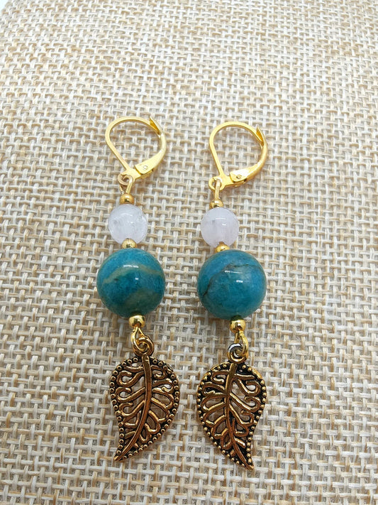 Perles de COLLECTION: Boucle d'oreille en Amazonite Russe et Kunzite rose